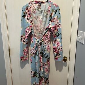 Baby Be Mine Pink and Blue Floral Robe Intimates